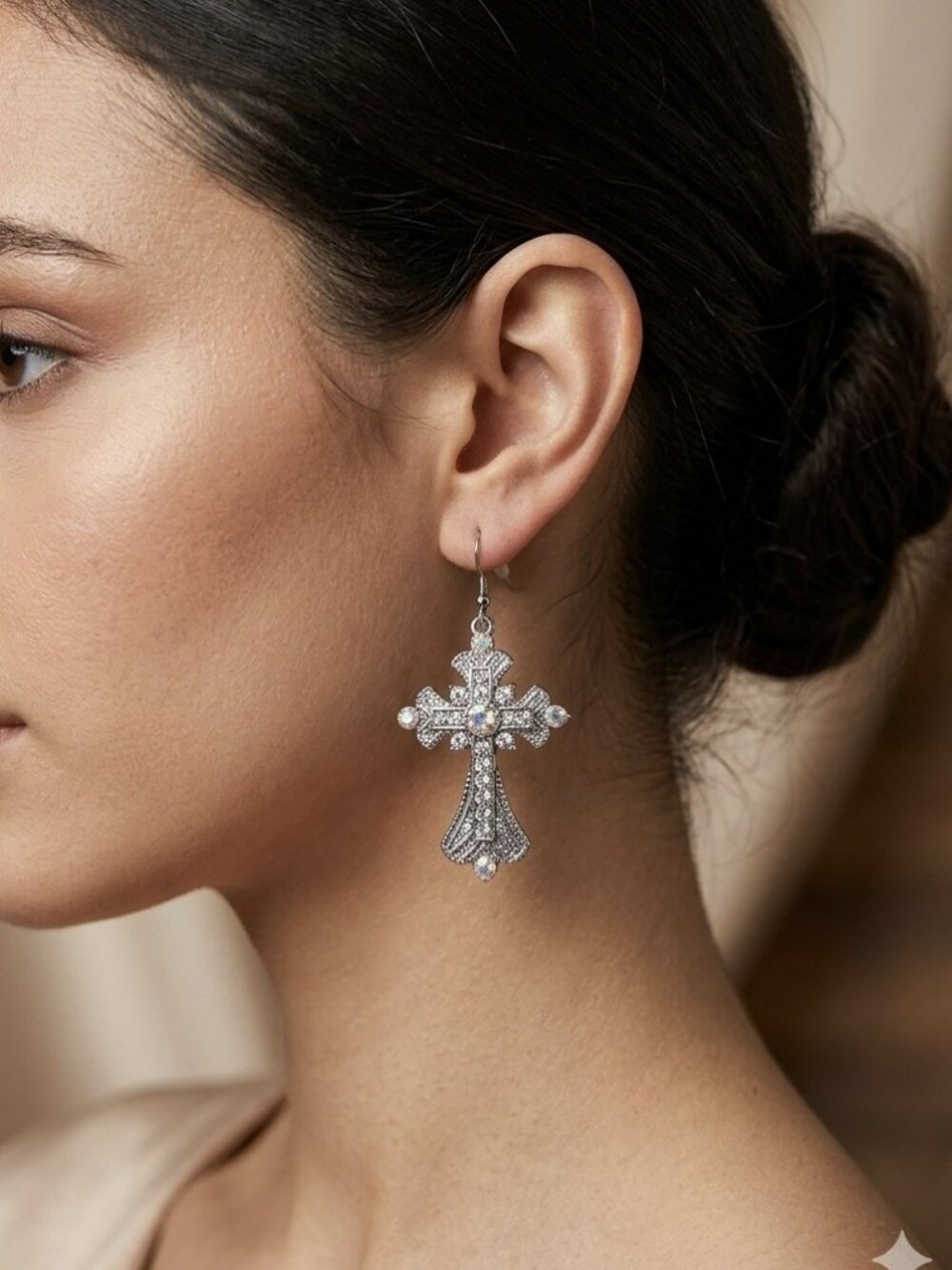 Ornate Cross drop earrings